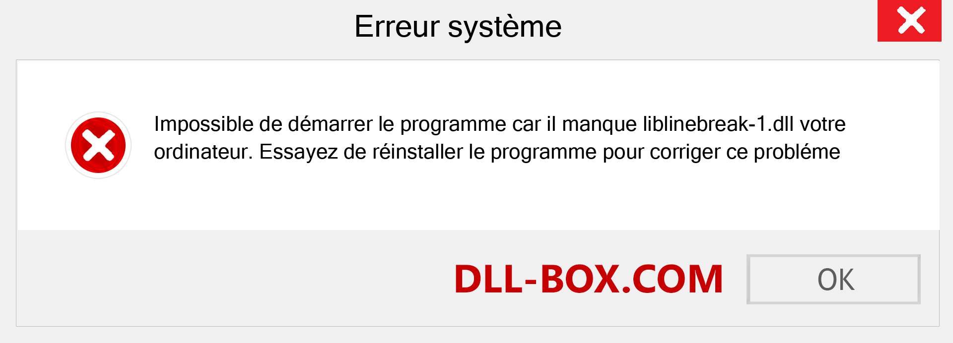 Le fichier liblinebreak-1.dll est manquant ?. Télécharger pour Windows 7, 8, 10 - Correction de l'erreur manquante liblinebreak-1 dll sur Windows, photos, images